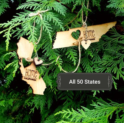 All US State Ornaments. Heart and Home. Show love for the place that stole your heart with these Ornaments, Keychains, and tokens of love - image1